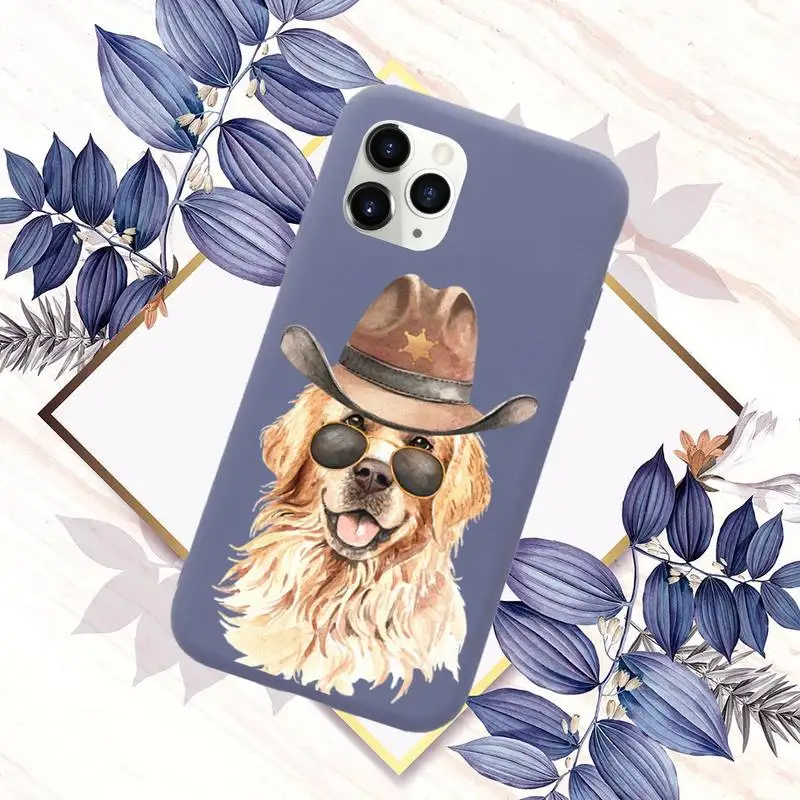 

funny cool Dog with hat Phone Case Purple Candy Color for iPhone 11 12 mini pro XS MAX 8 7 6 6S Plus X SE 2020 XR