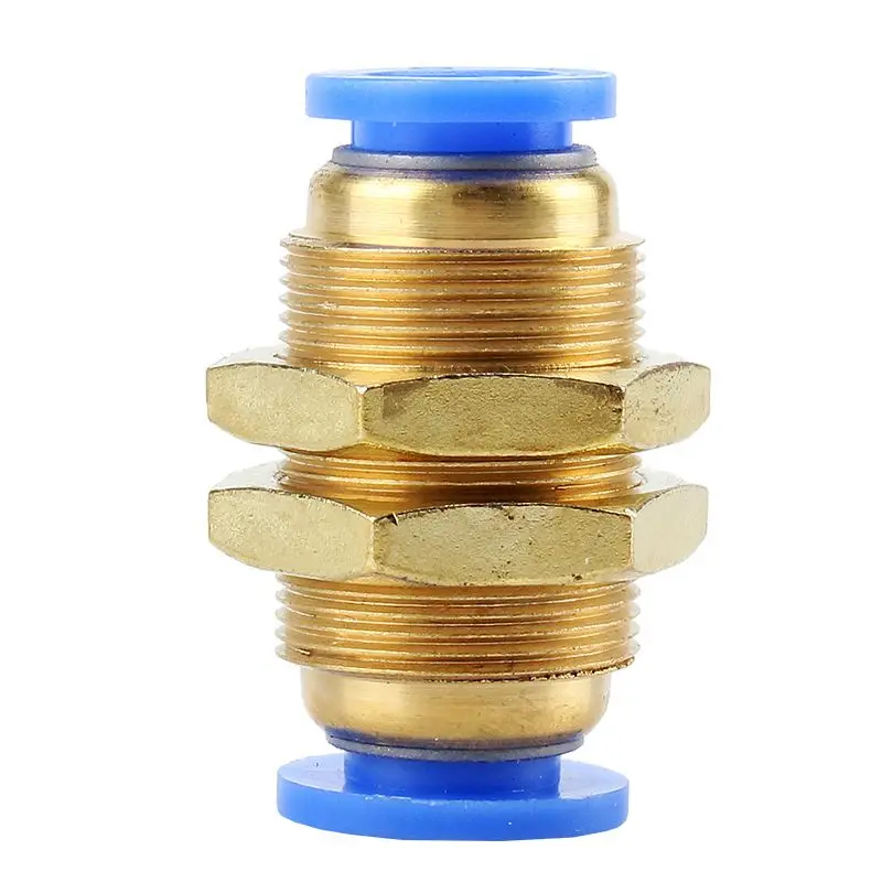

PM Series Plastic Brass Pneumatic Fittings Equal Bulkhead Blue Air Quick Connector Element One Touch Push Straight Parts