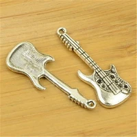 50pcslot antique silver guitar charms 3614mm instrument charms lots jewelry accessories wholesale