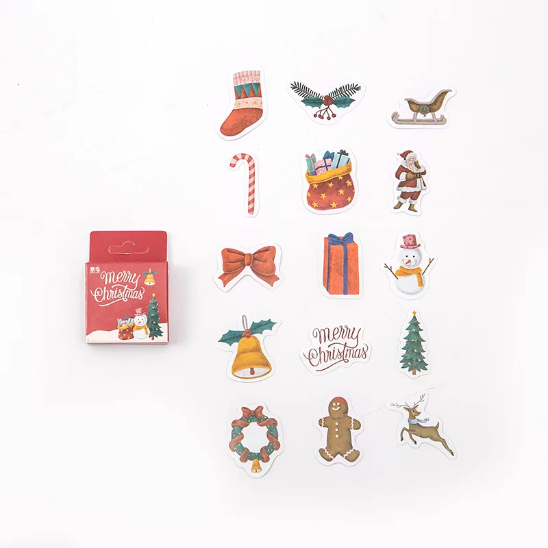 

45pcs/Box Santa Snowman Merry Chritmas Decorative Sticker DIY Gift Scrapbooking Diary Album Kawaii Stationery Sticker