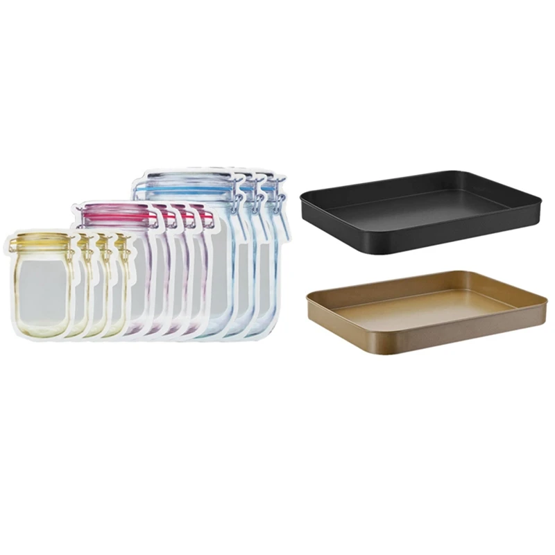 

LUDA 2X Rectangular Non-Stick Bread Cake Pan Baking Oven Tray Dish Mold & 30 PCS Mason Jar Zipper Bags