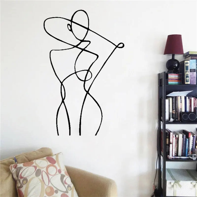 

Naked Line Draw Art Wall Sticker For Home Decor Living Room Fashion Wall Decals Valentines Removable Murals Wallpoof DW13371