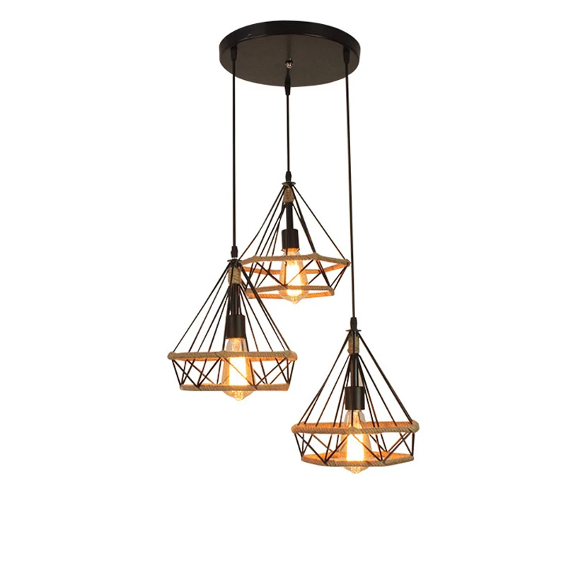 

American country industrial wind retro twine chandelier E27 LED bulb Edison loft lighting wrought iron bar table lamp WF10291050