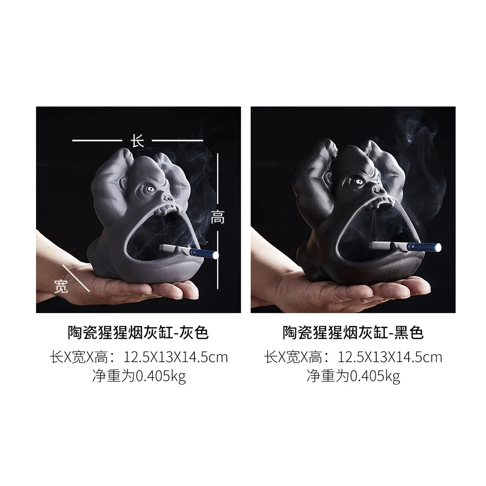 

Ceramic ashtray desktop decoration ornaments gorilla ashtray fun animal ashtray black gray blue ashtray home decoration gift