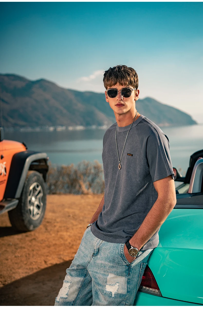 

YTX1924 2021 new summer old retro casual raglan sleeve men's short-sleeved T-shirt