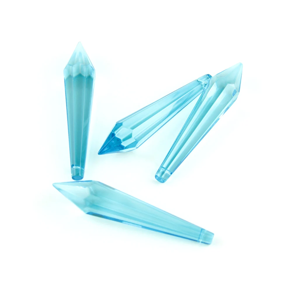 

38mm/63mm/76mm K9 Crystal Chandelier Pendants Prisms Aquamarine Color Cut & Faceted Glass U-Icicle Drops For Topper Decoration