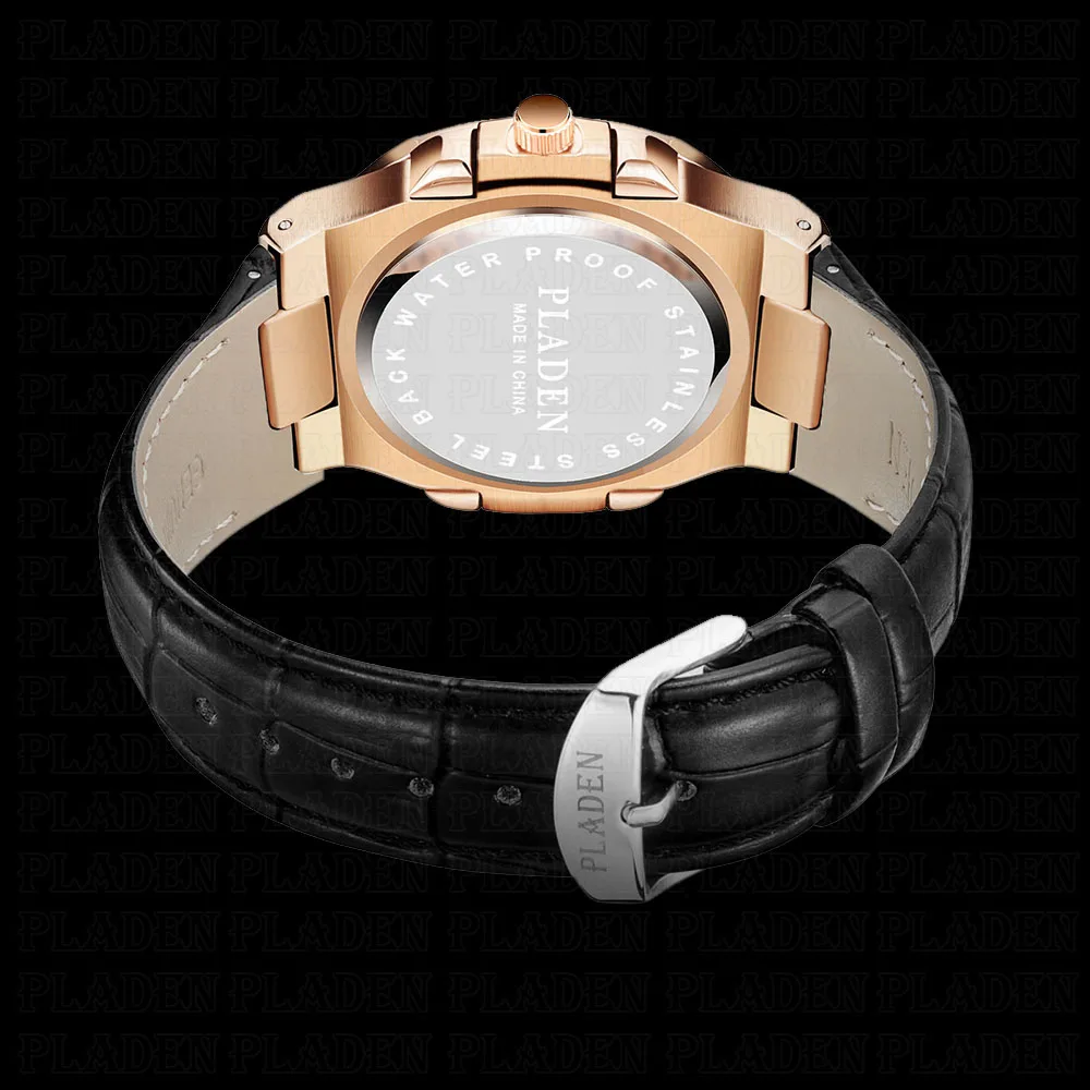 PLADEN высокое качество роскошные Брендовые мужские часы кожа Водонепроницаемый