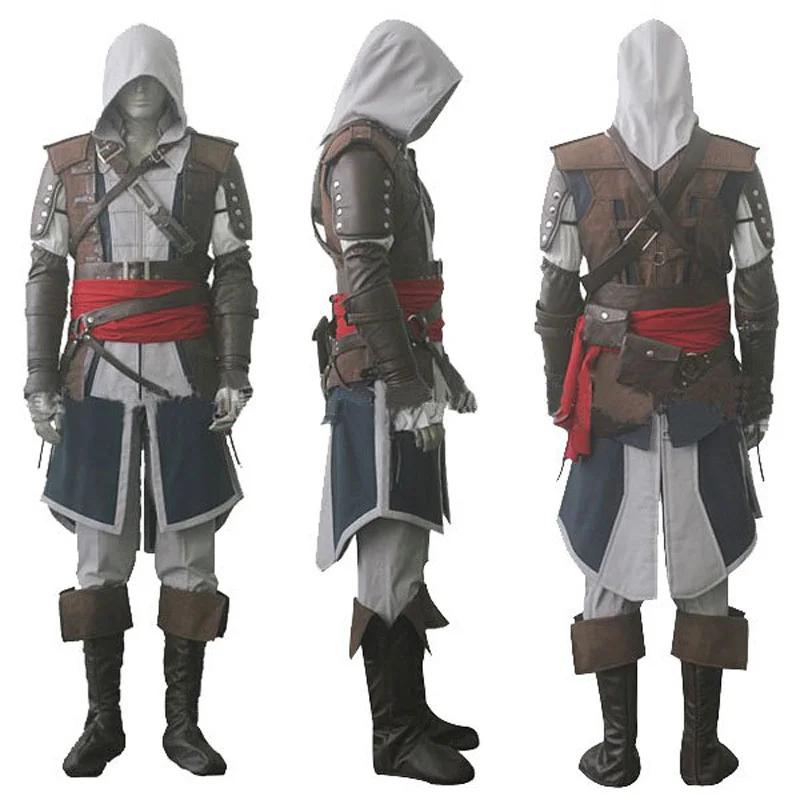 Assassin creed IV 4 черный флаг Эдварда Кенуэй Косплей Костюм Ансамбль Entier