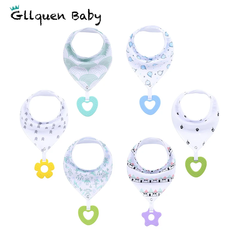 Baby Bandana Drool Bibs with Teething Toys Super Absorbent 100% Organic Cotton Baby Bibs for for Teething and Drooling