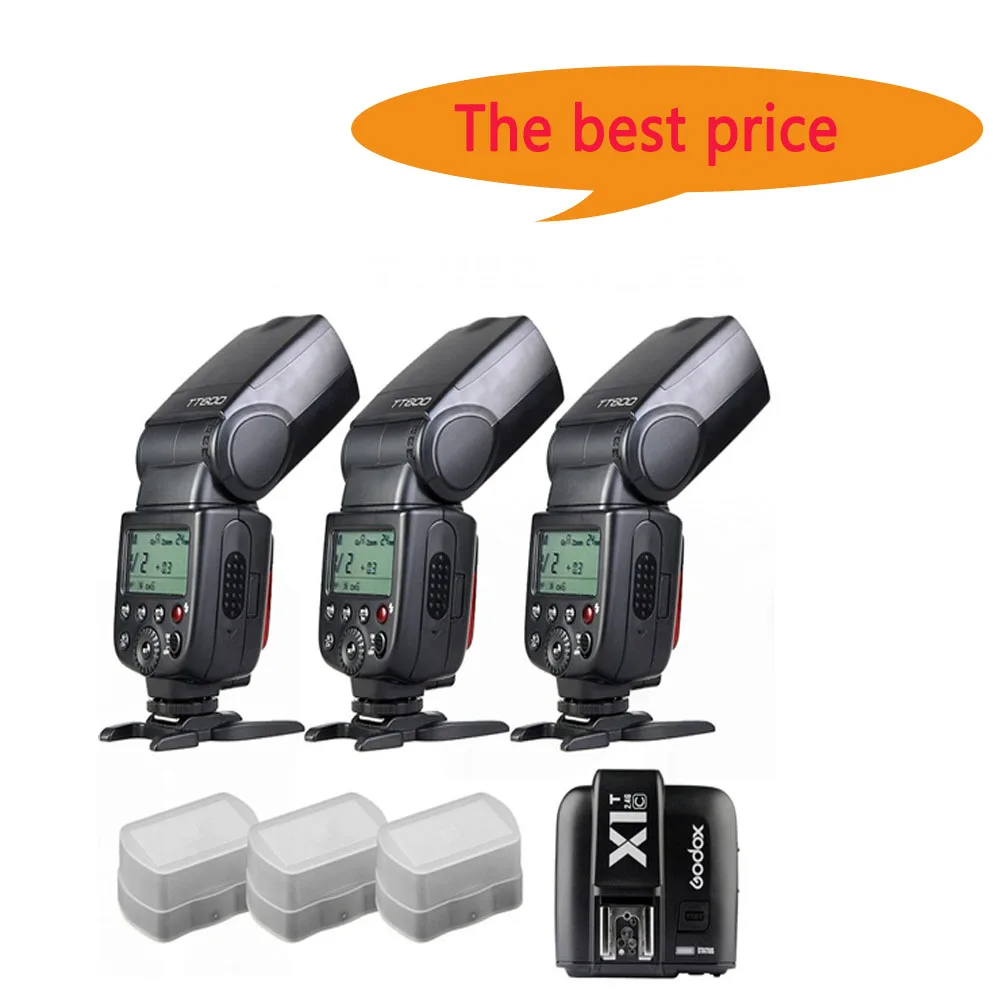 

3 x Godox TT600 Встроенный 2,4G приемник GN60 HSS Flash + X1T передатчик для Canon