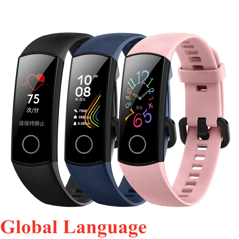 NFC версия huawei Honor Band 5, смарт-браслет, оксиметр, 4 цвета, экран, плавающий ход, Обнаружение сна, монитор Honor Band 5, синий, розовый, зеленый