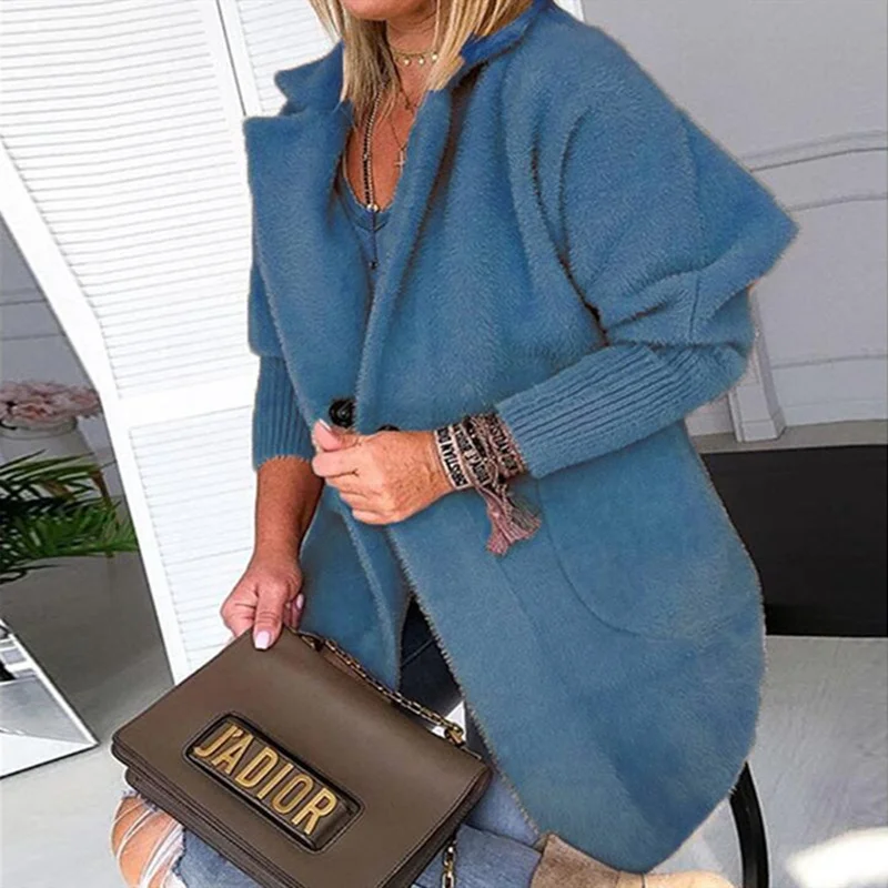 

Nice Women Khaki Camel Coat Casual Winter Jacket Female Elegant High Street Faux Coat Fashion Office Outcoat Casaco Feminino