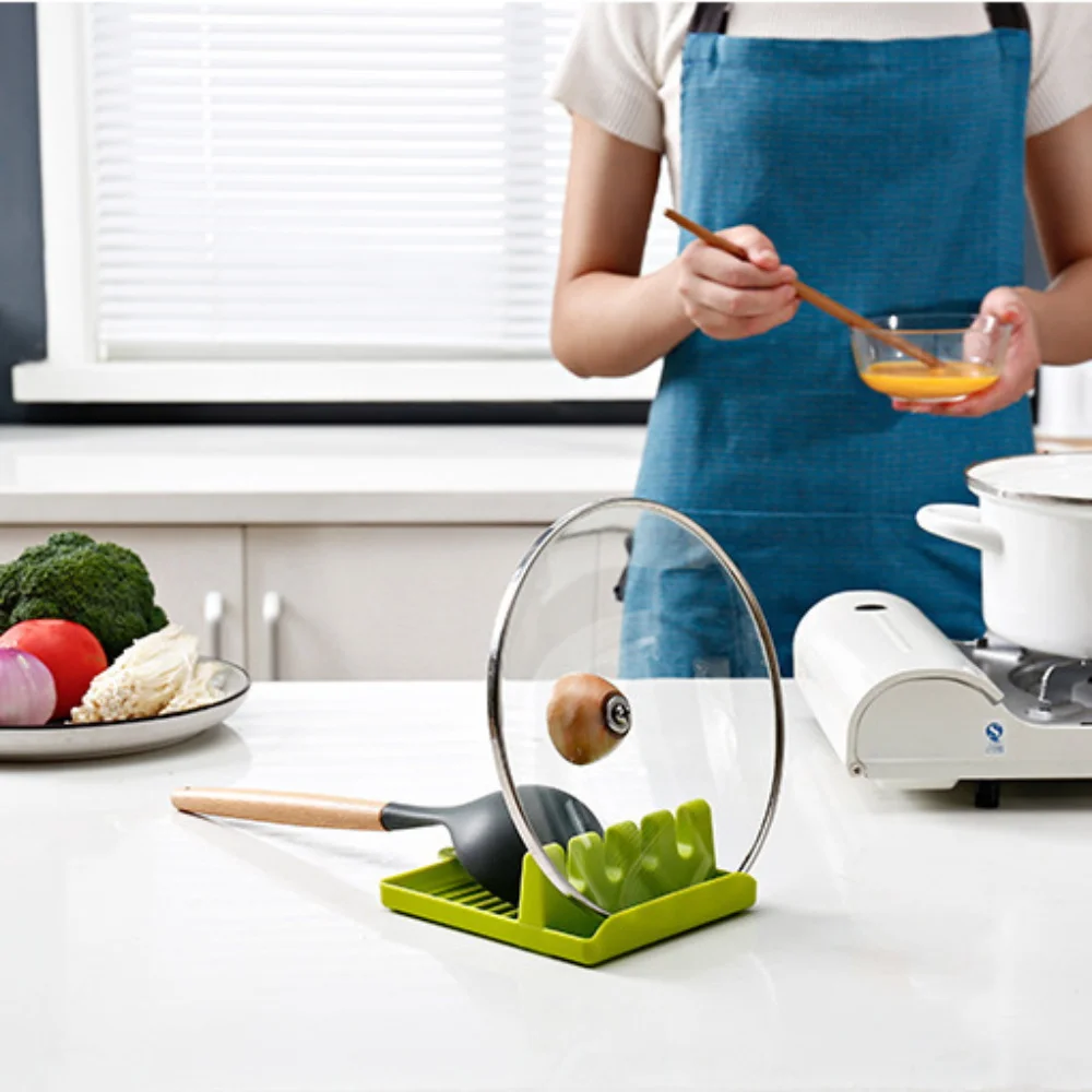 

Kitchen Pot Cover Shelf Cooking Rack Organizer Pot Lid Home Accessories Storage Spoon Spatula Ladle Holder Cookbook Stand