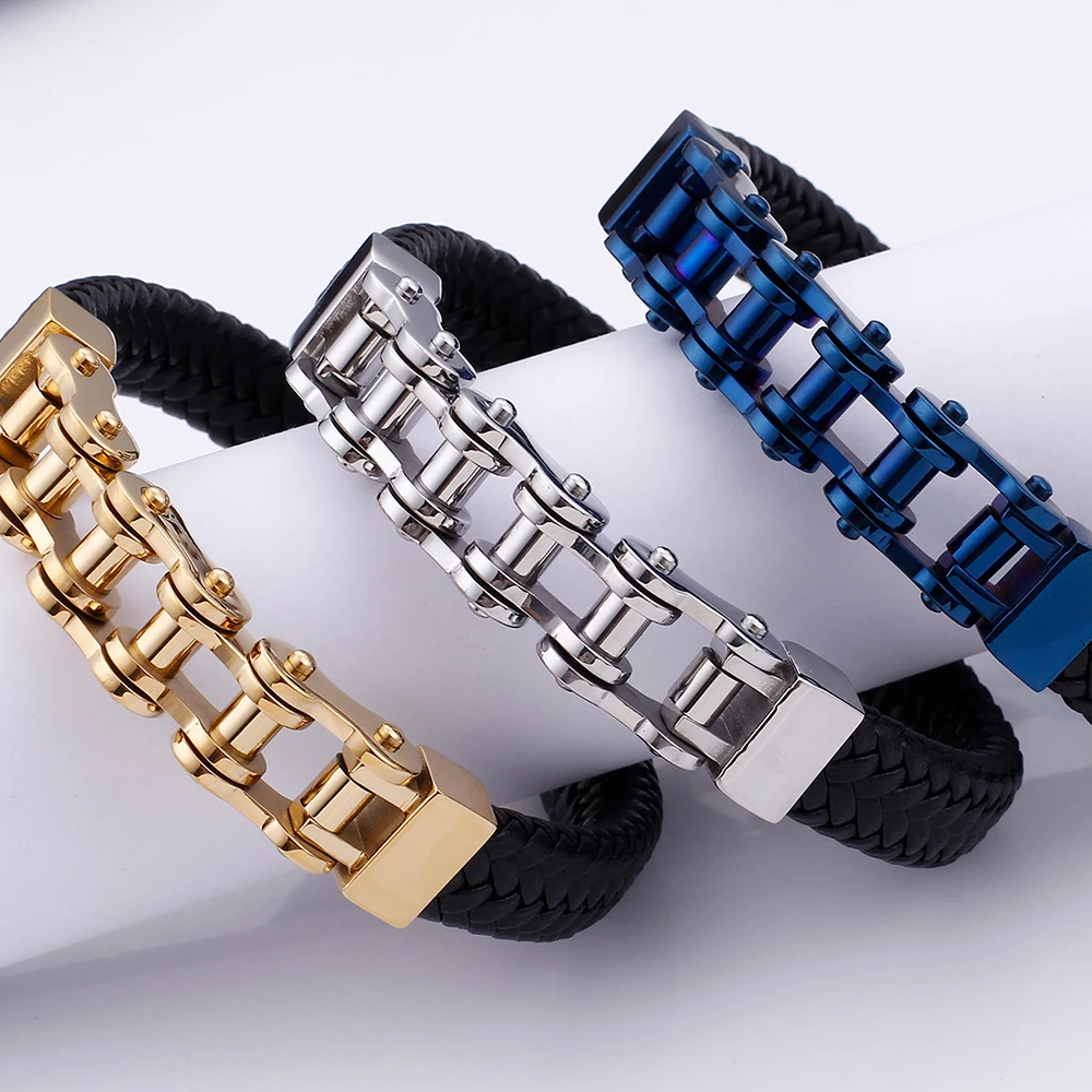 Нержавеющая сталь мотоцикла байкер браслет цепочка мужской 13 мм плетёный