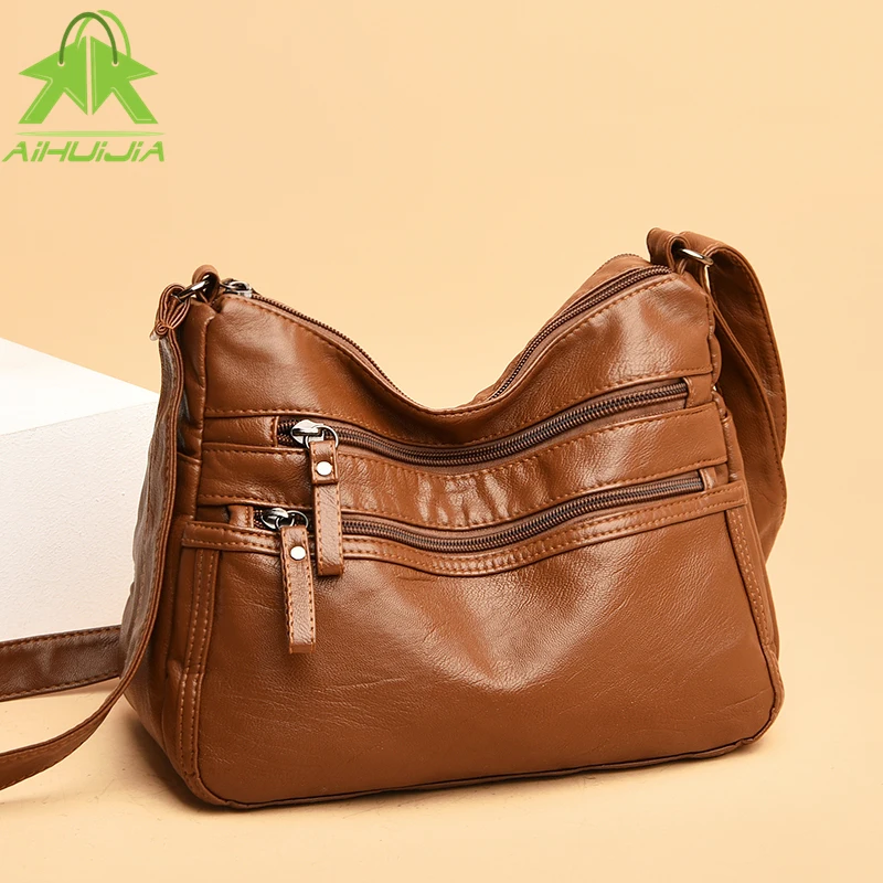 

2021 New High Quality PU Leather Solid Color Women Shoulder Bag Luxury Handbags Women Simple Messenger Bag Designer Sac A Main