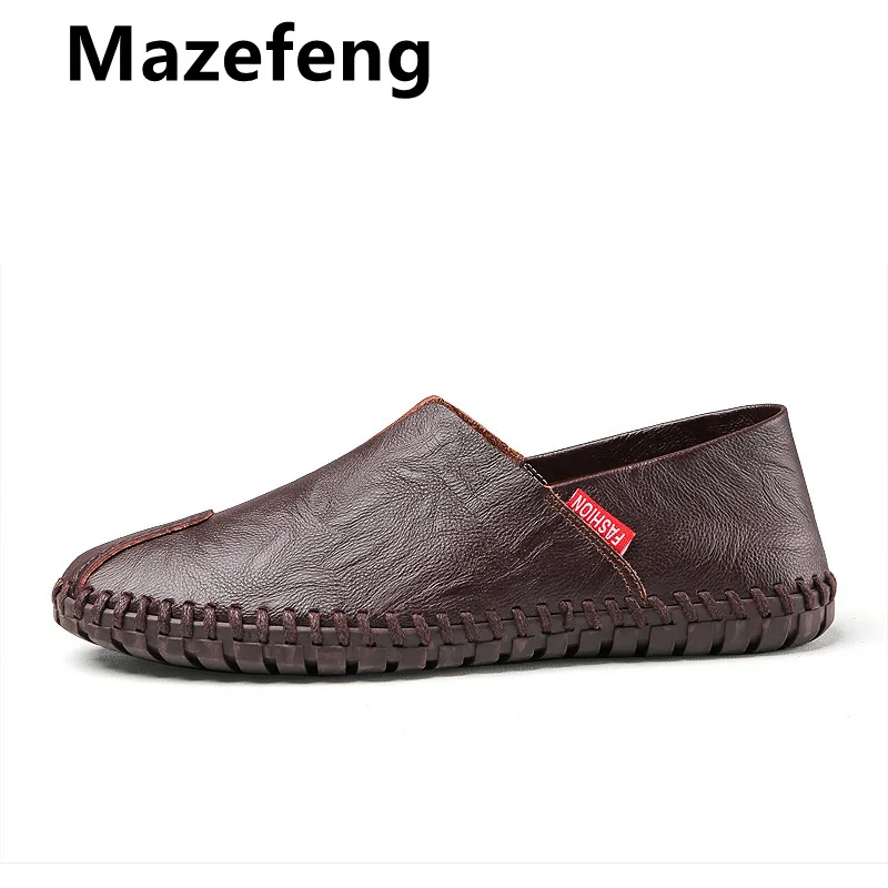 

Mazefeng Brand Men Loafers Shoes Spring Summer Soft Genuine Leather Business Men Moccasins Shoes Breathable Slip on Driving Shoe