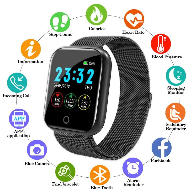 

Women's watches Bluetooth Fitness Watches Blood Pressure Heart Rate Monitor Clock Waterproof Sport Pedometer Smart bracelet