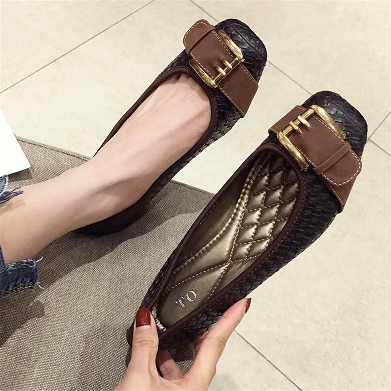 Новейшая модель Женские туфли весенне-осенние с ткань пряжкой Фирменный дизайн