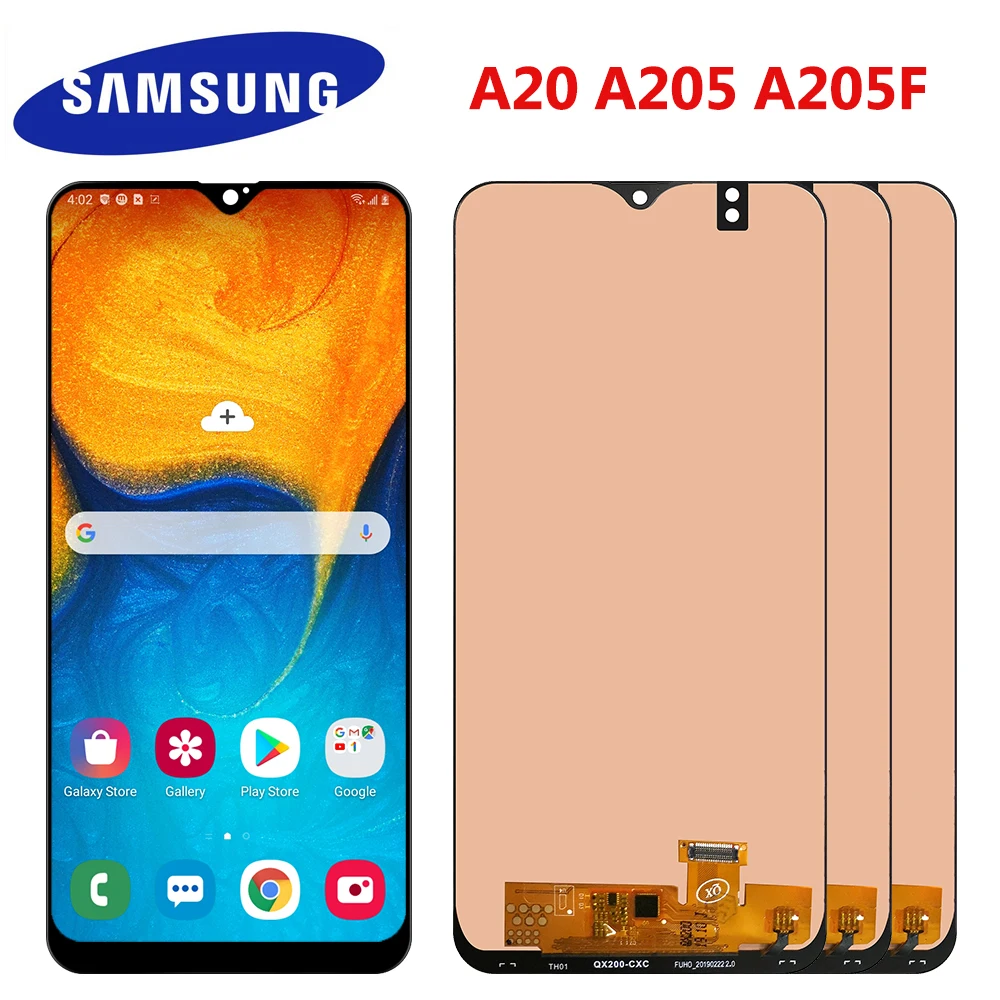ЖК дисплей с сенсорным экраном и рамкой в сборе для Samsung A20 запасные части ремонта