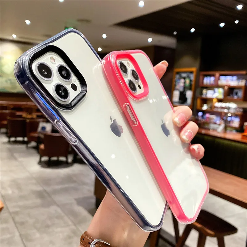 

Ottwn Colorful Bumper Shockproof Transparent Phone Case For iPhone 12 11 Pro Max XR X XS Max 8 7 Plus SE 2020 Clear Back Cover