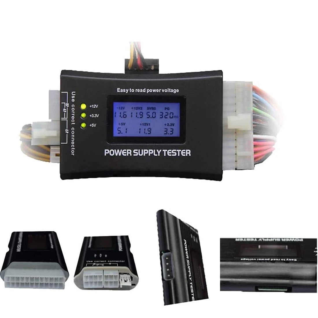

Digital LCD Display 20/24 Pin Power Tester Quick Check Power Bank Power Measurement Diagnostic Tools Tester Support 4/8/24/ATX