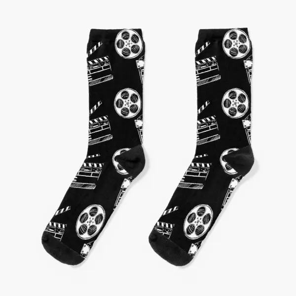 

Movies Film And Clapperboard Crew Socks Mens Knee High Women Best Ankle Black