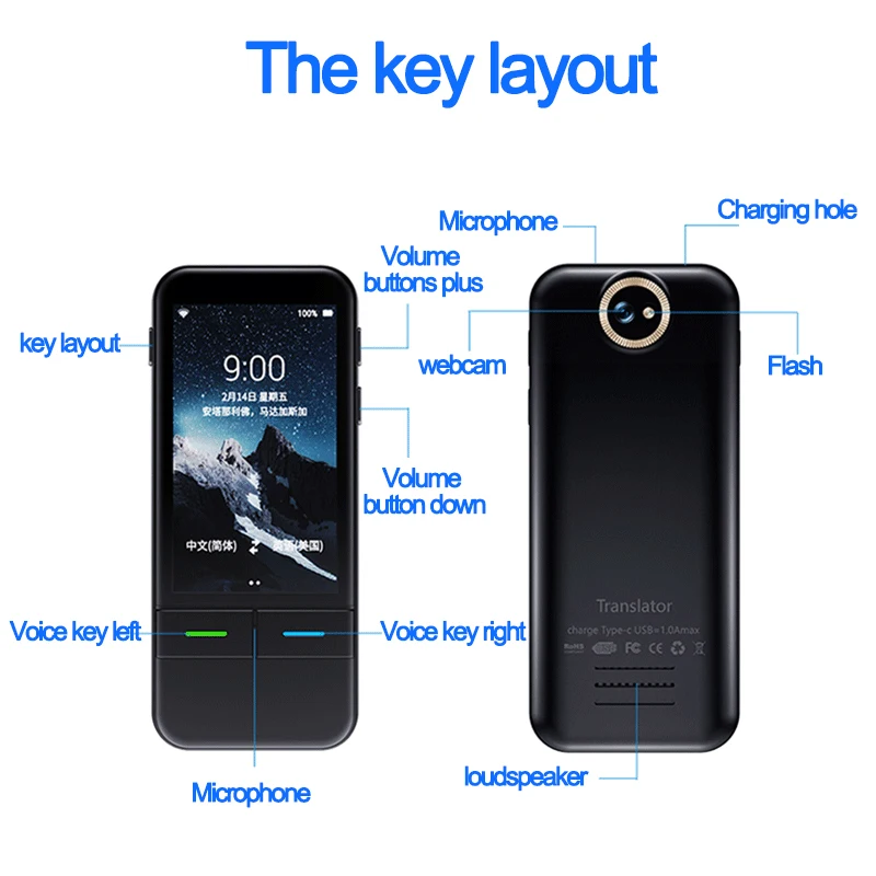 

T12 New 138 Languages Instant Translator,Voice Translator, Multi-language,wireless, Real-time Translator APP,recording Function