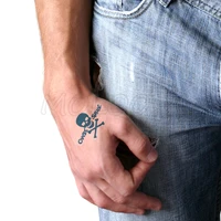 water transfer black terror skull tattoo body art waterproof temporary fake flash tattoo for man woman kid 10 56 cm