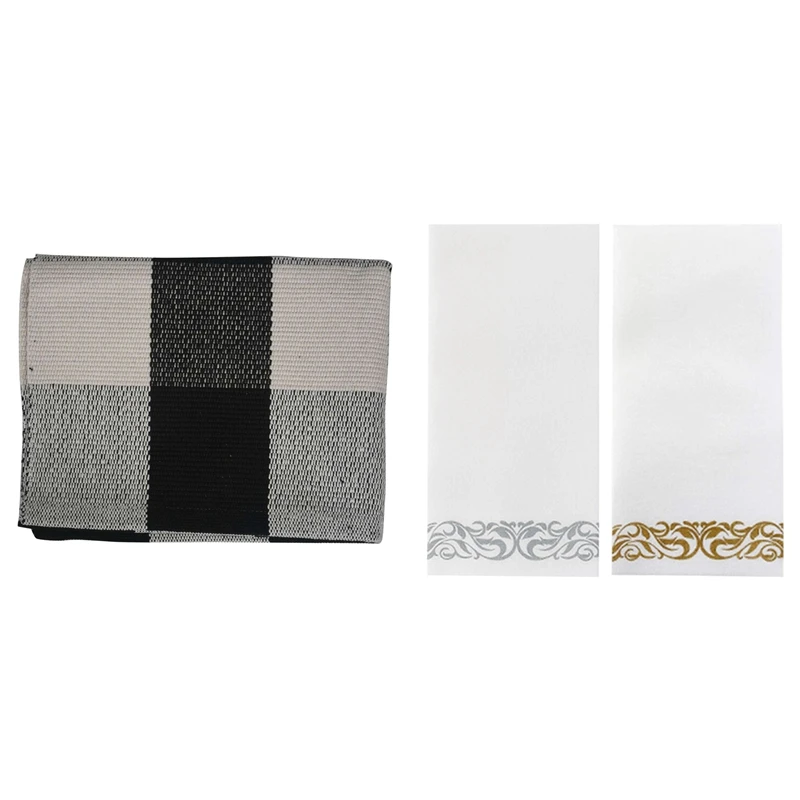 

1 Pcs Cotton Buffalo Plaid Rugs & 100 Pcs Disposable Hand Towels Paper