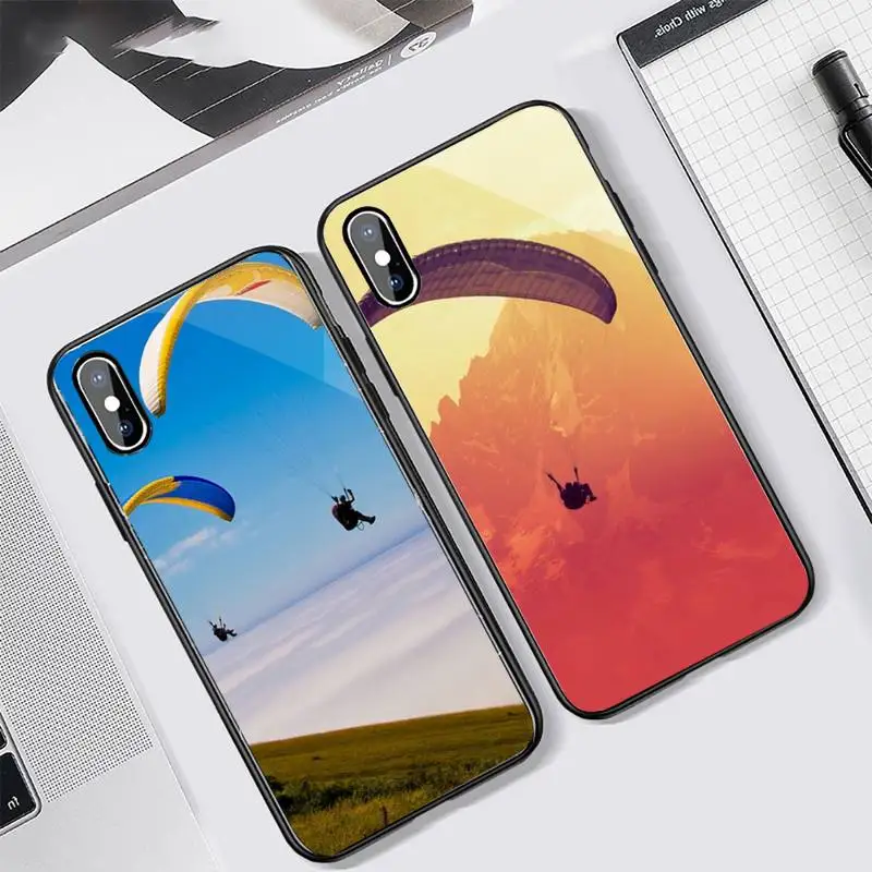 

landscape Sports Paragliders Phone Case Tempered glass For iphone 6 7 8 plus X XS XR 11 12 13 PRO MAX mini