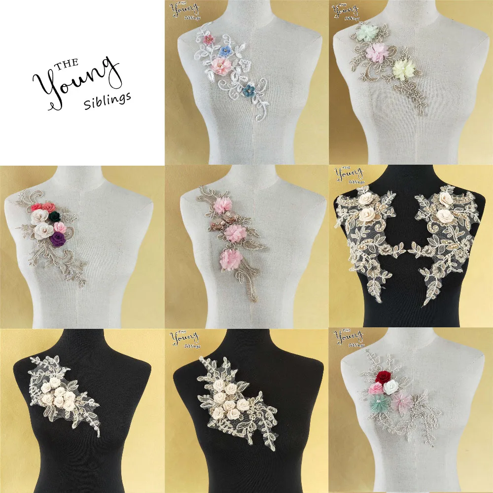 3D Цветочная вышивка кружевная ткань для шитья кружевной воротник сделай сам