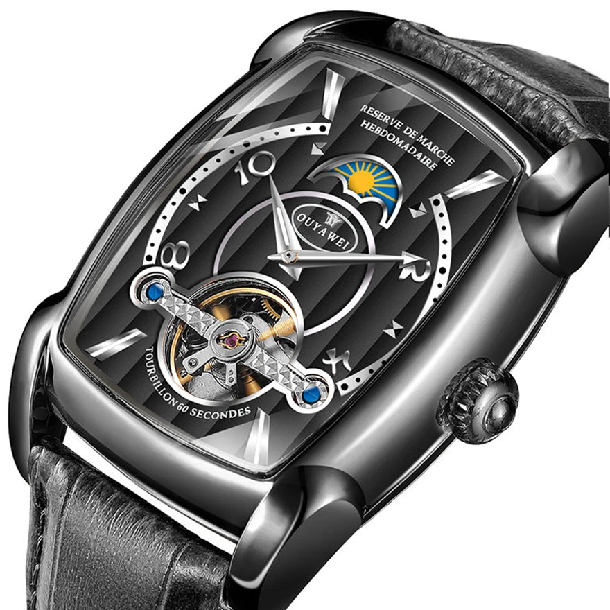 Часы наручные мужские механические брендовые Роскошные прямоугольные часы