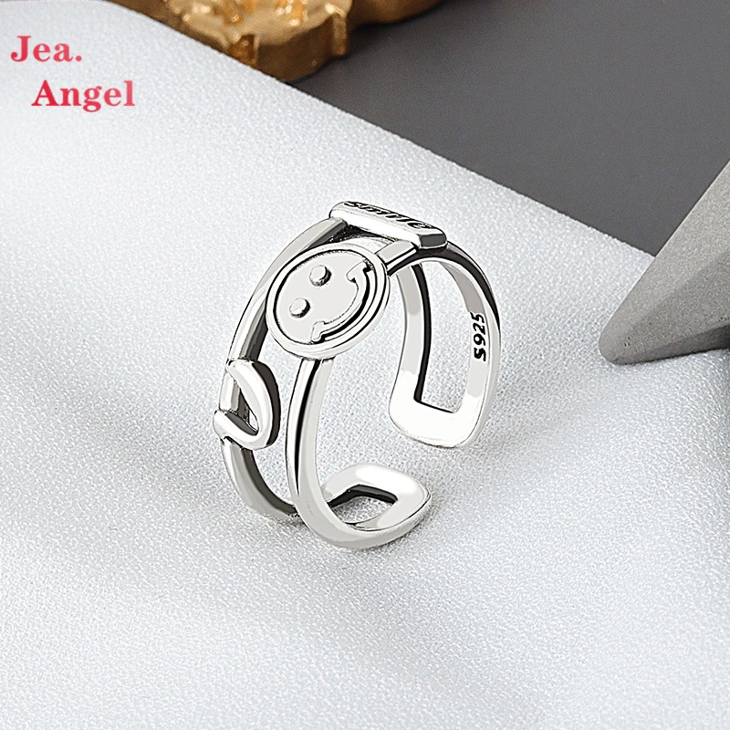 

Jea.Angel винтажное женское регулируемое кольцо с улыбающимся лицом