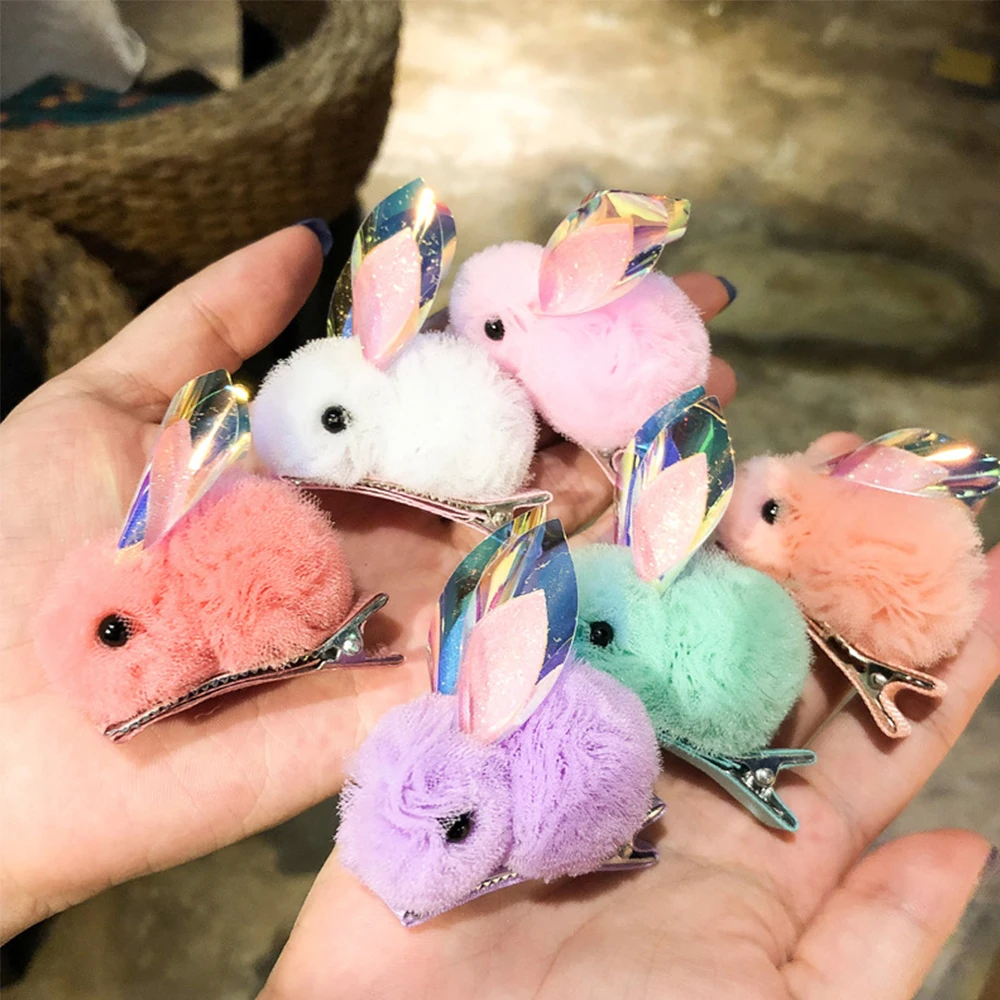 Милая детская заколка для волос с кроликом шифоновая ткань пряжи Банни животных