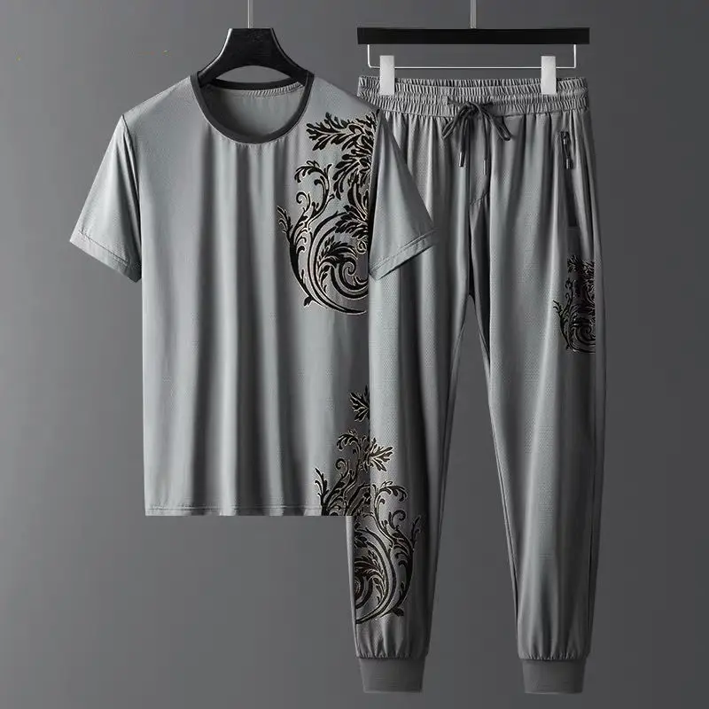 

2021 men's suit Chinese style fashion casual sports trend handsome mature set of tide brand clothes summer