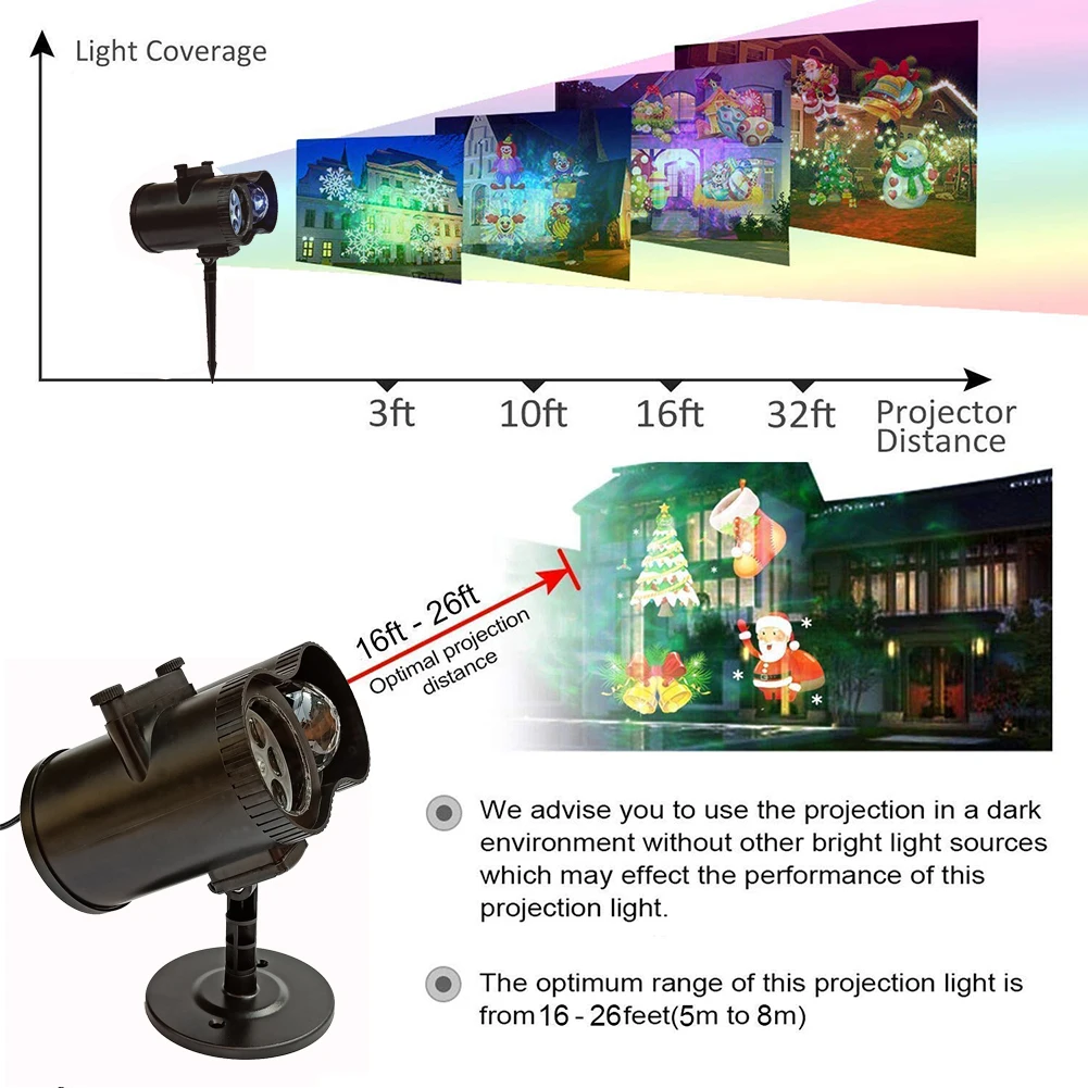 Рождество снежинка лазерный Светильник проектор перемещение Снег Открытый