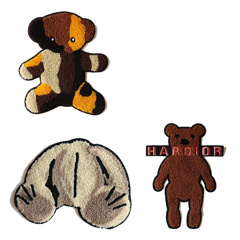 Cartoon Decorative Kitty Cat Bear Chenille Icon Towel Embroidered Applique Patches For clothes DIY Iron on Badges a Backpack | Дом и сад