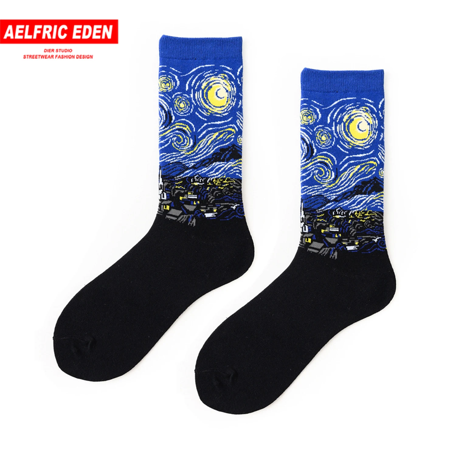 Винтажные хлопковые носки с рисунком Ван Гога 2020 | Мужская одежда