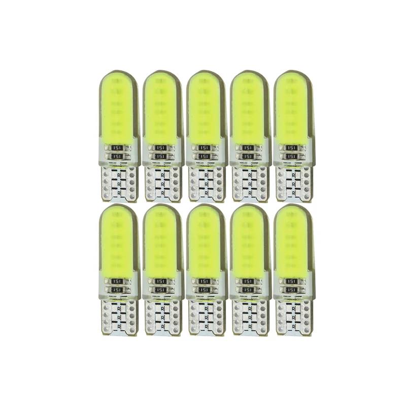 10x T10 W5W Автомобильная светодиодная сигнальная лампа COB Внутреннее освещение 12 В