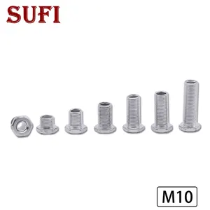 5 шт. M10 полный зубная трубка полый винт Гальванизированный шестиножная гайка зубная трубка потайная головка соединительная головка лампы