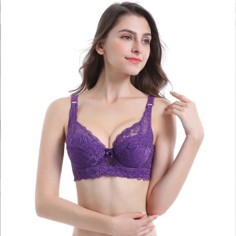 

Sexy Women Lady Lace Gathered Bra Adjustable Breast Cup Underwear Push Up Lingerie Lace Bralette With Pad Vest Top Wire Free