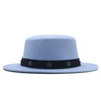 fashion vintage men women fedora derby wool sun brim ribbon felt floppy flat hat panama casual formal party cap