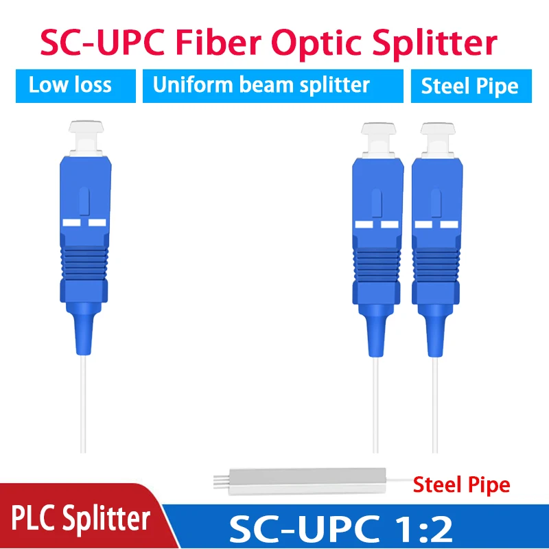 

Steel Tube 1x8 Differential Mini Blockless SC/UPC Connector Fiber Optic PLC Splitter Wire harness 10pcs NEW
