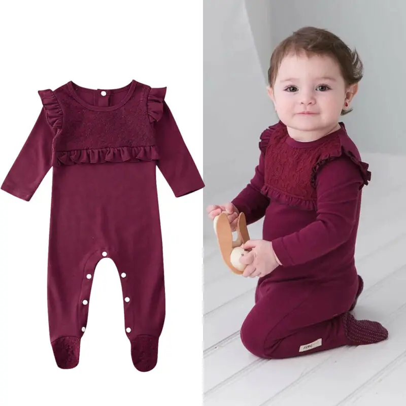 Хлопковые комбинезоны для новорожденных одежда принцессы с длинными рукавами и