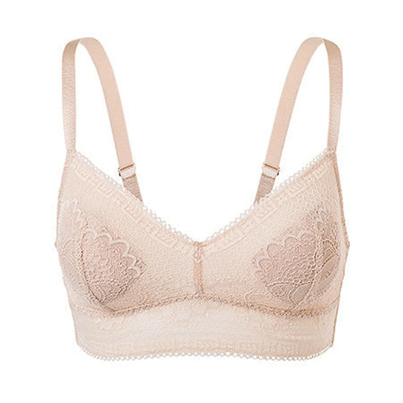 Mierside Minimizer Unlined Active Sexy Bras Fashion Lace Comfortable Women Underwear Plus Size Bralette Sleep Wear