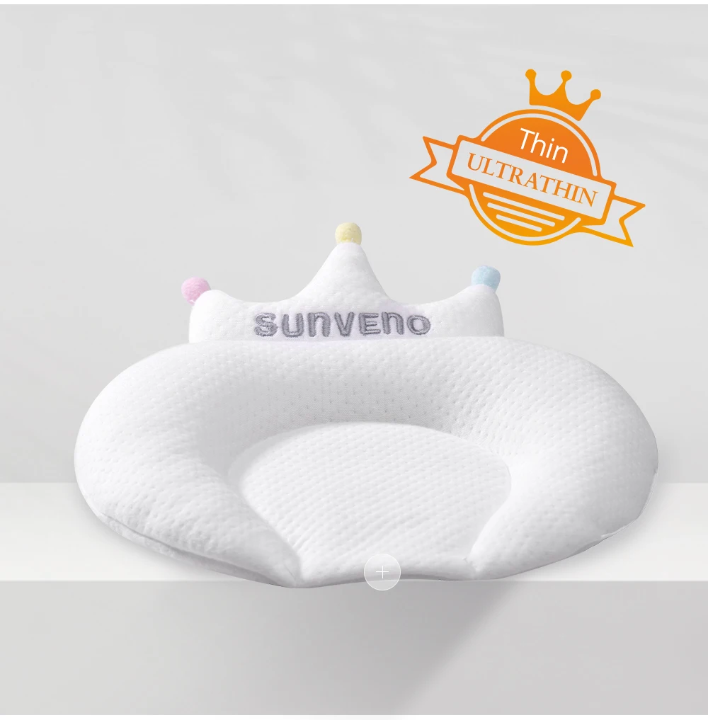 Sunveno детская подушка для новорожденного младенца Поддержка сна вогнутой мультфильм Подушка для предотвращения плоской головы