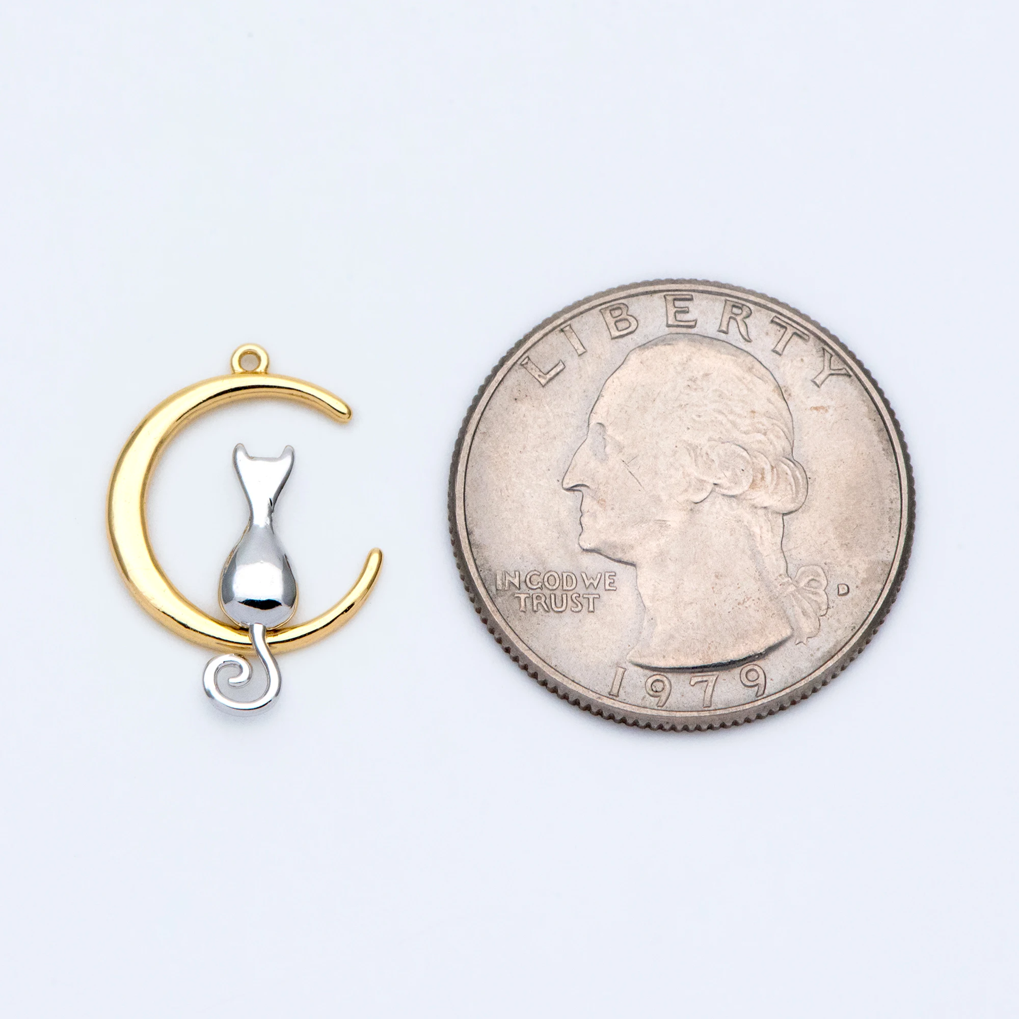 

10pcs Gold and Cat Charms 14x20mm, 18K Gold plated Brass Moon Pendants For Jewelry DIY Findings Accessories (GB-1325)