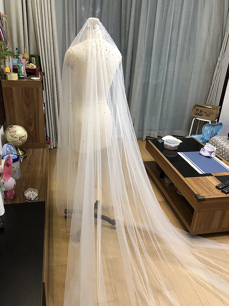 Свадебные белые/цвета слоновой кости Длинные свадебные Фата Мантилья аксессуары