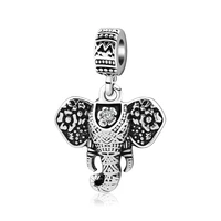 bohemian fit original pan charms bracelet girl retro silver color flower elephant beads diy jewelry for women boho bangle dangle