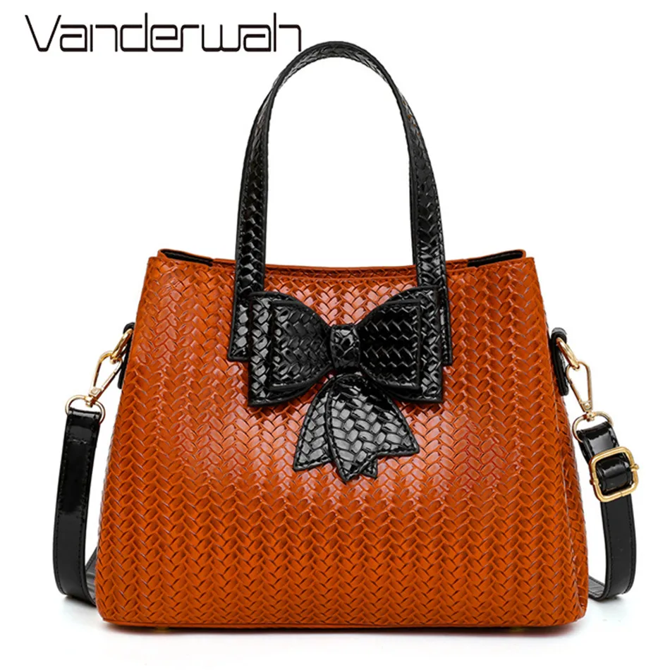 Роскошные женские Сумки из искусственной кожи с бантом Большие вместительные